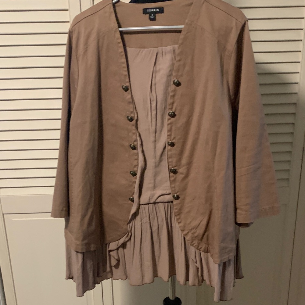 Torrid Brown Button-Up Jacket and Dress Ensemble. Dc